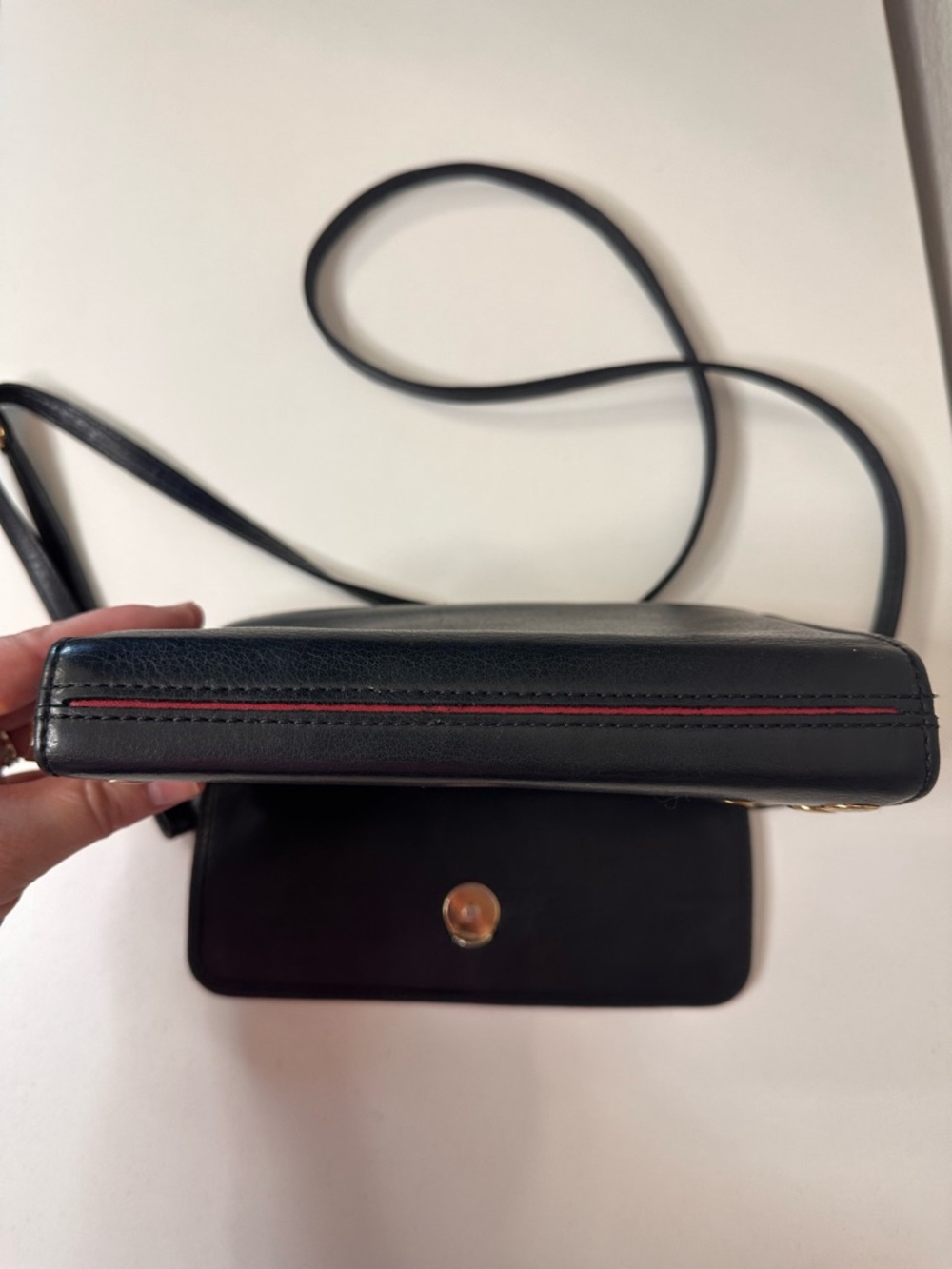 Hammitt Black Leather Crossbody Bag with Red Suede Interior Removable Strap - Picture 10 of 14